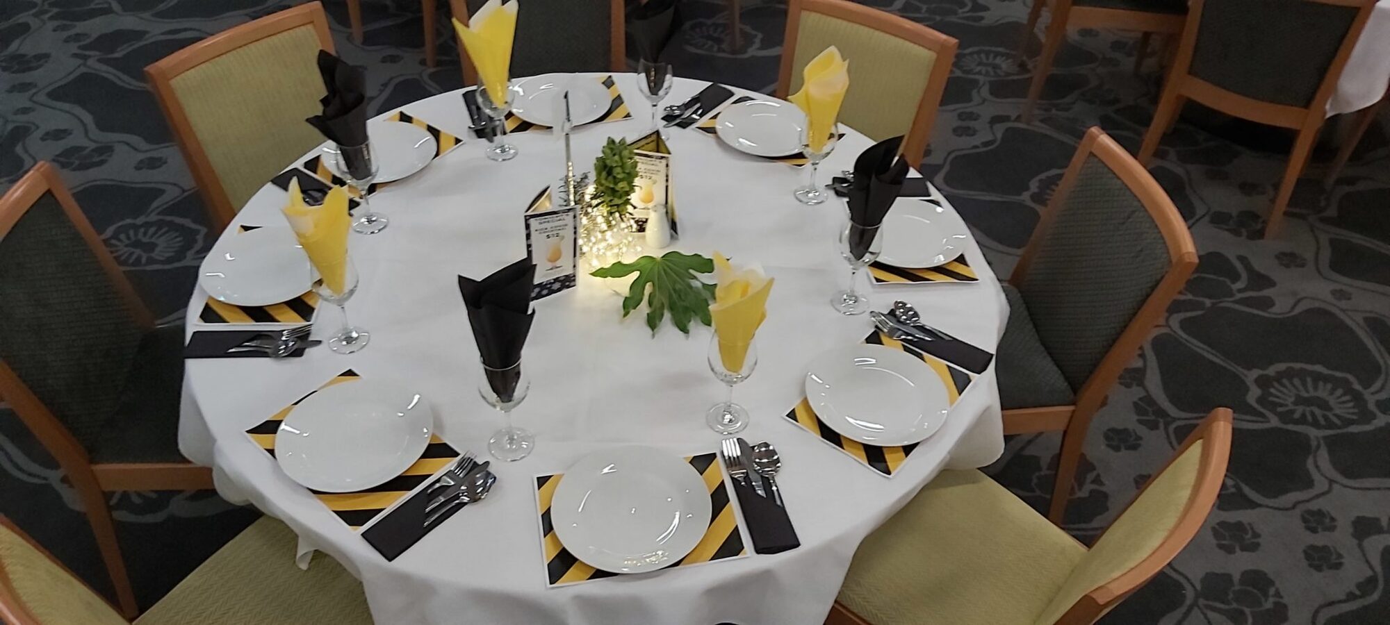 A table set for dining at the club