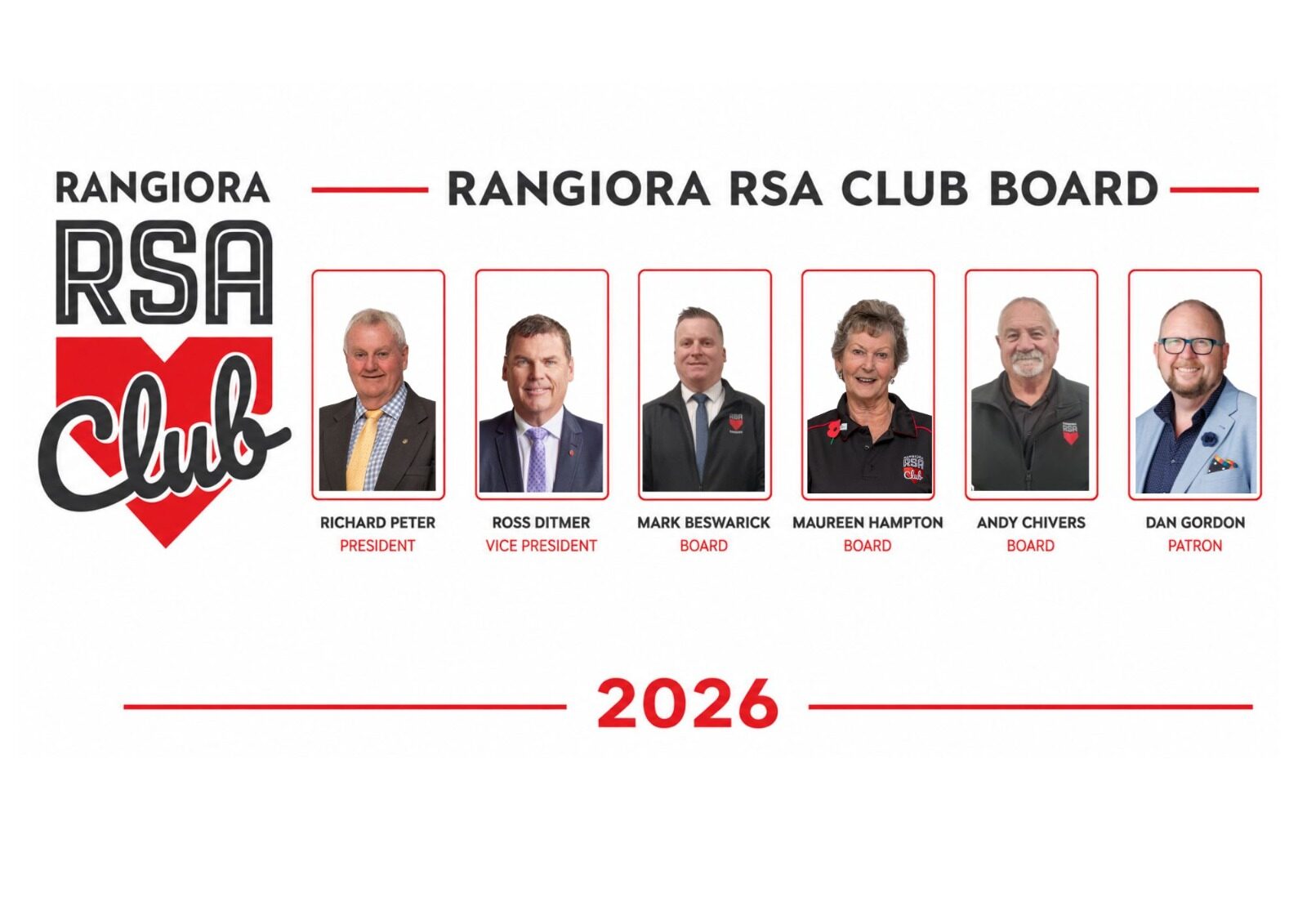 The 2026 Rangiora RSA Club Board