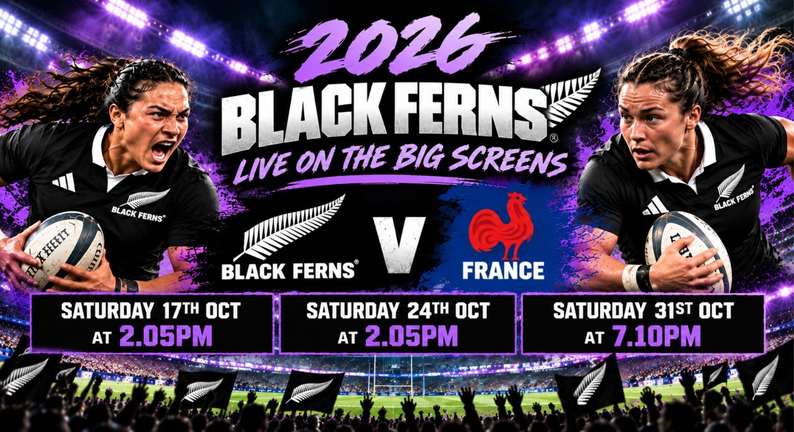 2026 Black Ferns v France live on the big screens at the Rangiora RSA Club