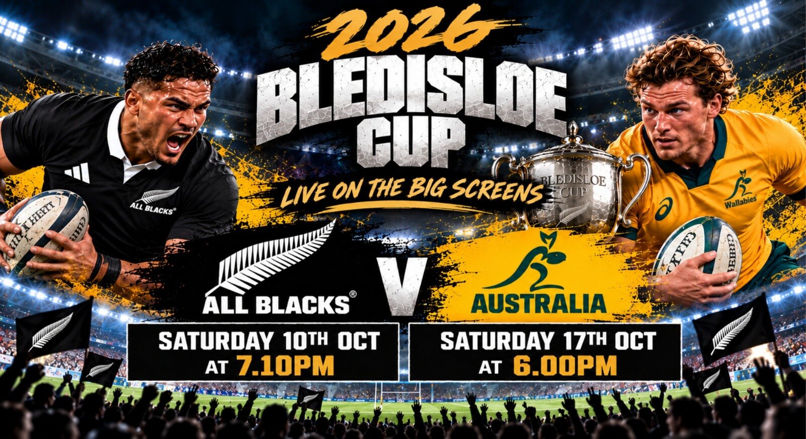 2026 Bledisloe Cup live on the big screens at the Rangiora RSA Club