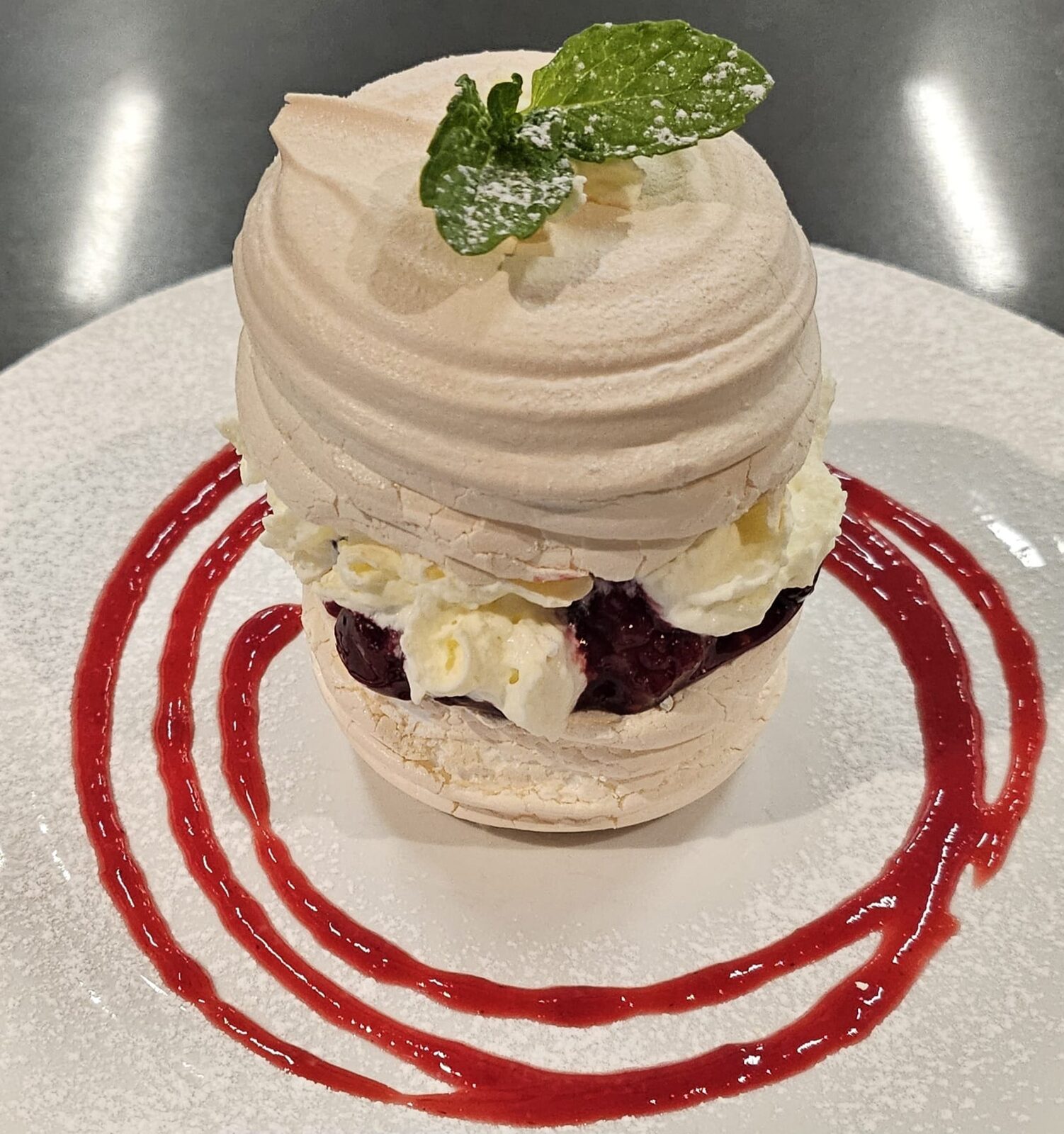 Summer pavlova stack dessert