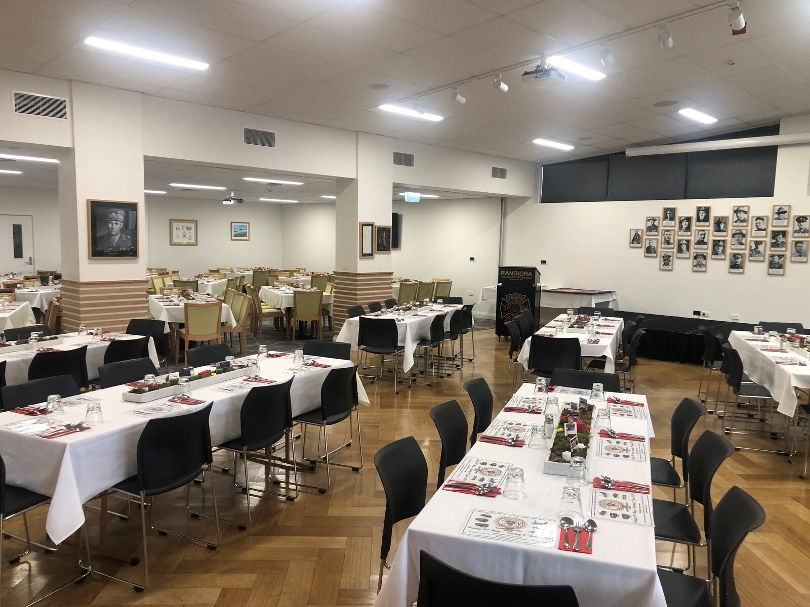 Kippenberger Room 2 set up with long dining tables